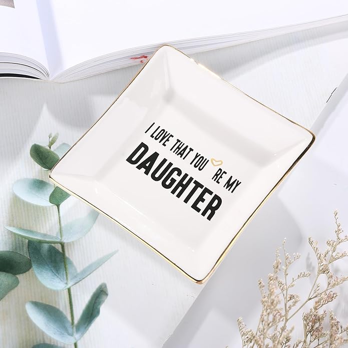 HOME SMILE Ceramic Ring Dish Jewelry Tray for Mom Sister Friends