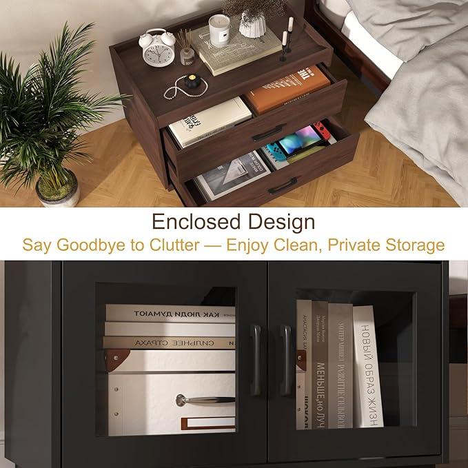 Stackable Storage Drawers, 28" Wide Storage Bins with 2 Drawers for Closet Organizers, Wood Stackable Closet Organizer Modern Large Stackable Storage Units for Living Room Hallway Bedroom, Brown