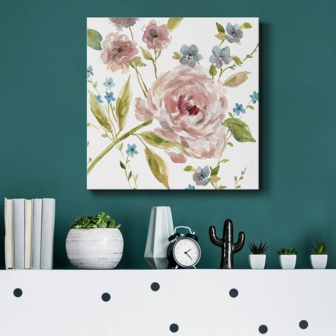 Wexford Home Square Premium Gallery Wrapped Canvas Flower Multicolor Wall Art Abstract Floral Romance Modern Pictures Print for Home Office, Ready to Hang