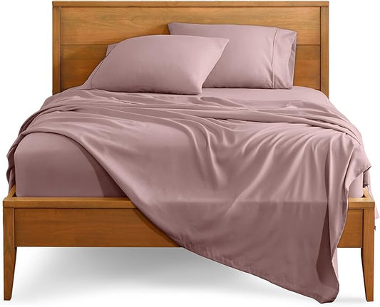 Bare Home Queen Sheet Set - Luxury 1800 Ultra-Soft Microfiber Bed Sheets - Double Brushed - Deep Pockets - Easy Fit - 4 Piece Set - Bedding Sheets & Pillowcases (Queen, Mauve)