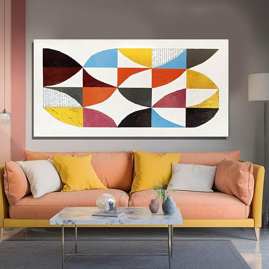 Gold Wall Art White Wall Decor Blue Poster Picture Colorful Canvas Pictures Geometric Pink Artwork Large Arts for Living Room Bedroom Home Office 24"x48"