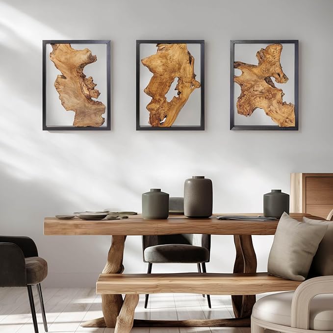 NAHARO Modern Wood Wall Decor- Natural wood Handcrafted Rustic Charm for Your Home - Perfect for Living Room, Bedroom,Kitchen,or Office