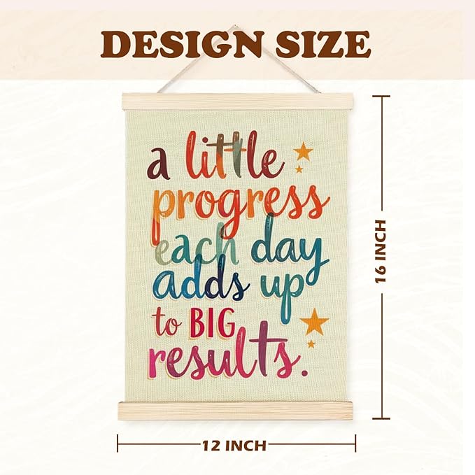 Supwhd Colourful Positive Affirmations Wall Decor, Inspirational Add Up to Big Results Office Wall Art, Motivational Quotes Wall Art for Office Classroom Home, 12x16