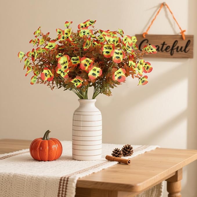 Artificial Fall Flowers for Decoration Fake Flowers Outdoor Artificial Plants, 20 Bundles Faux Mums Autumn Plastic Flower UV Resistant for Porch Patio Home Yard Garden Window Box Pot Planters