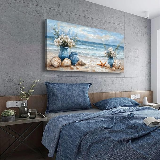 Seascape Pictures Canvas Wall Art for Living room Office Bedroom Wall Decor,Beach Wall Art Print Paintings Modern Blue Natural Landscape Artwork Waterproof Ready to Hang-20x40inch