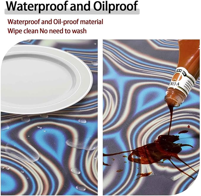 Drawstring Fitted Round Tablecloth for 36-44" Tables Outside Rustic Polyester Weather Proof Table Clothes Western Aesthetic Home Decoration Car Traveling Necessities Birthday Parties Finds