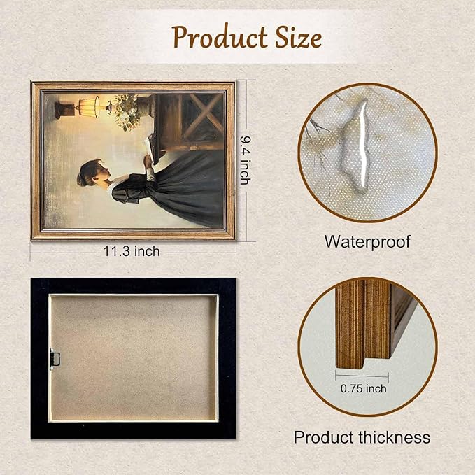 Gold Framed Wall Art Room Decor Classical Oil Painting Canvas Print Vintage Wall Art for Living Room Bedroom Decor (Young Girl, 10L" x 8W")