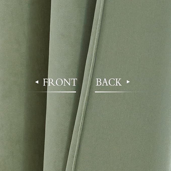 StangH Sage Green Velvet Curtains - 84 inches Bedroom Window Curtains Super Soft Luxury Room Darkening Thermal Insulated Drapes for Store/Cafe/Dining Room, W52 x L84, 2 Panels