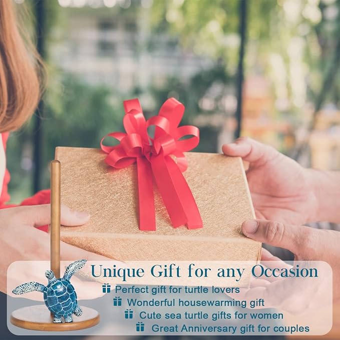 Turtle Paper Towel Holder - Coastal Decor Home Beach House Gift Sea Turtle Gifts for Women Bathroom Decor Unique Funny Cute Cool Paper Towel Holder Stand Kitchen Counter Beach Themed Accessories Stuff