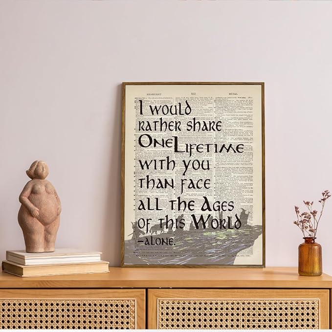 Lord of the Rings Framed Poster - 'I Would Rather Share One Lifetime - Arwen', LOTR Birthday Decor, 12x15