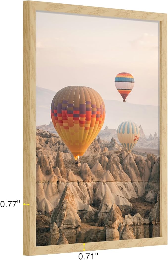 Vittanly 16x20 Picture Frame for Wall, Plexiglass, Displays Poster 11x14 with Mat or 16x20 without Mat, PVC Frame Material, Horizontal or Vertical Hanging, 1 Pack, Natural