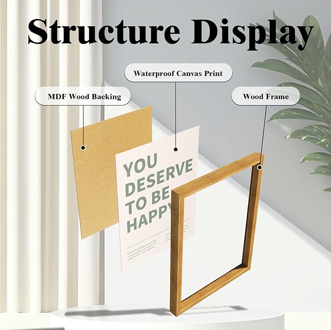 GUMEYJIA Framed Modern Wall Art Print Set 4 Piece Wall Decor Collection Botanical Verde Desert Contemporary Van Gogh Garden Inspirational Quote Art (11"x14")