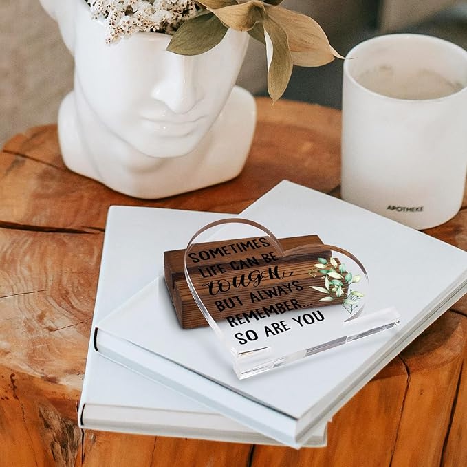 Positive Gift Sometimes Life Can Be Tough, Stay Strong for Friend Sister, Friends Family Apart, Send Love Gift, Sympathy Keepsake Encouragement Gift,Home Office Decor Acrylic Sign Plaque XA319