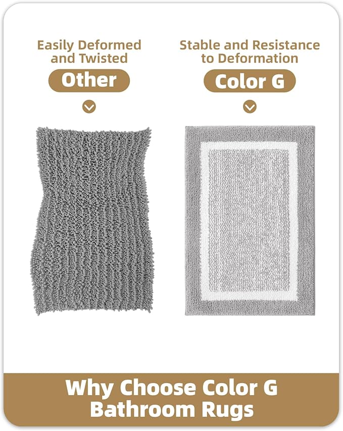 Color&Geometry 16"x24" Small Bath Mats for Bathroom Simple and Stylish, Gray Bathroom Rugs, Non Slip, Absorbent, Soft, Washable, Microfiber Bathmat Shower Mat Outside Shower