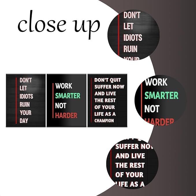 Motivational Canvas Wall Art Home Decor 3 Pieces Inspirational Entrepreneur Saying Poster Print Inspiring Picture Painting Artwork for Bedroom Bathroom Wall Decoration Ready to Hang [36''W x 16''H]