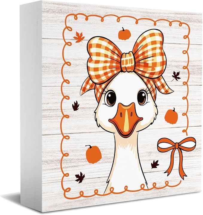 Funny Silly Goose Fall Decor, Fall Decorations for Home Office, Autumn Thanksgiving Decorations for Kitchen Gifts for Gooses Animals Lovers 5 x 5 inches (Tub 1707)