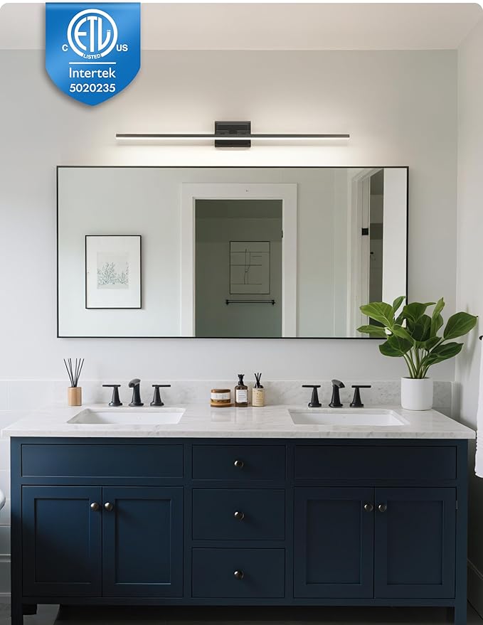NIORSUN 39.4 Inch Modern Bathroom Light Fixture, 24W 5CCT Dimmable LED Black Bathroom Vanity Lights Over Mirror, Vanity Lights for Bathrooms Restroom Mirror- ETL Certified