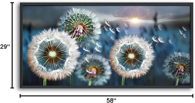 Framed wall Art Large Dandelion Canvas Art Wall Decor for Living Room Blue Landscape Prints Artwork Modern Framed Wall Picturesfor Bedroom Office Home Decorations Size 29x58