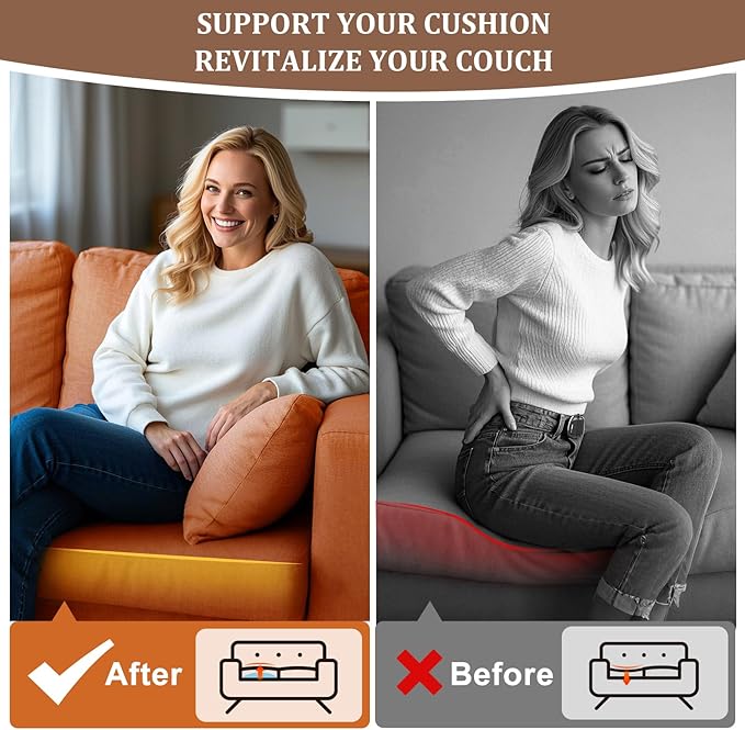 Couch Cushion Support to Fix Sagging Sofas - 20''x20'' Under Cushion Supports for Saggy Seat High Density Curved 35D Foam, Grey 1 Pack