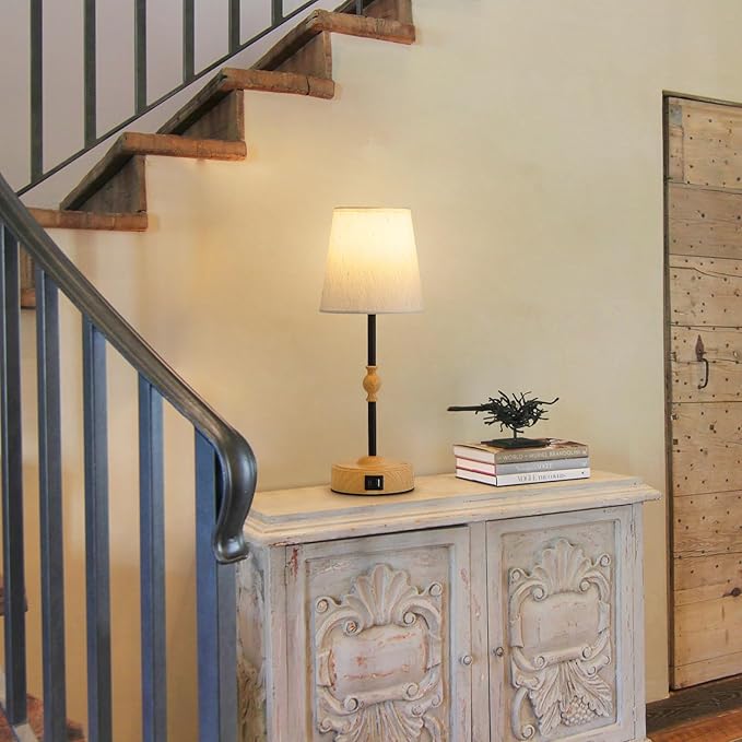 Bedside Table Lamp for Bedroom with 2 USB Charging Ports Minimalist Small Nightstand 3-Way Dimmable Touch Desk Lamp for Living Room Home Office Dorm,LED Bulb Included