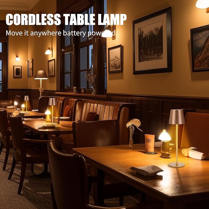 2Pack Cordless Table Lamps USB Rechargeable Simplicity Desk Lamp Built-in 4600 mAh Battery LED Battery Operated lamp with Touch Control Table lamp - Bedroom/Desk/Reading/Patio(Brown)