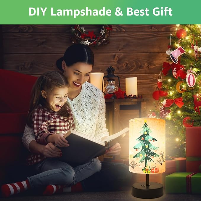 Small Bedside Lamp, Mini Minimalist Table Lamp with Round Flaxen Fabric Shade, 9 Inch Desk Reading Lamp for Bedroom, Living Room, Office, 1 Pack