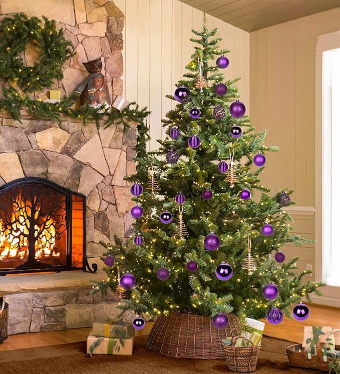 30PCS 2.36" Christmas Ball Ornaments Shatterproof Purple Christmas Tree Decorations Xmas Tree Balls Halloween Ornaments Décor