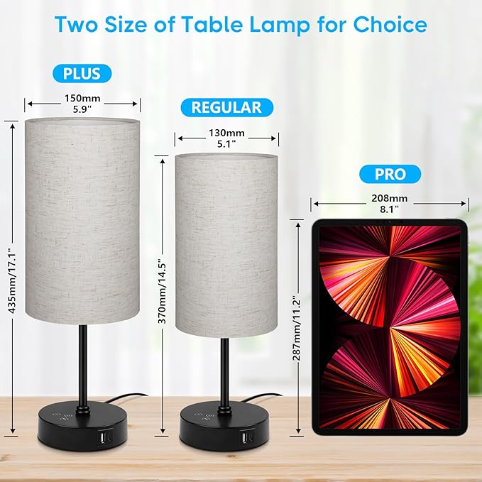 Unicozin Table Lamp, 3 CCT 3000K/4500K/6500K & RGB Color Changing, Stepless Dimmable, 17Inch Bedside Lamp for Reading, Ambience Nightstand Light for Home Decor Party, Beige Shade