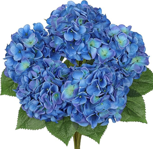 Hydrangea Artificial Flowers Large Artificial Dark Blue Hydrangeas Silk Flower for Home Decor Indoor Wedding Flower Bouquets Faux Flowers Kitchen Centerpiece Table Decorations