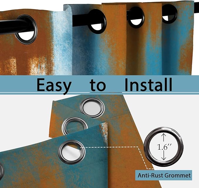 Asuexpect Rust Curtains 2 Panels Abstract Curtain Room Darkening Grommet Window Treatments Modern Decorative for Bedroom Living Room, 52x84 Inches