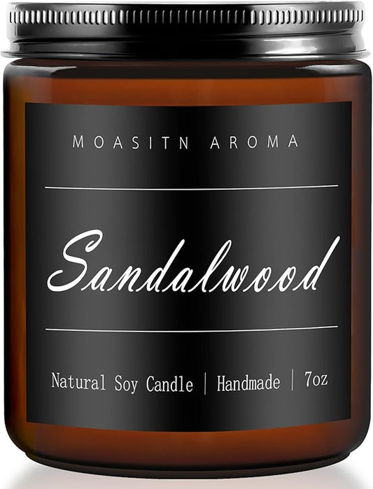 MOASITN Sandalwood Heavenly Scented Candles for Home| Natural Soy Aromatherapy Candle| Handmade Long Lasting Jar Candel| Gift for Women,Men| as Birthday,Housewarming,Thank You,Relaxing Gifts| 7oz