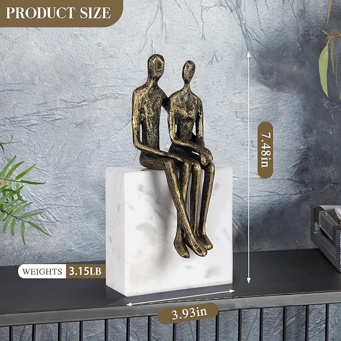 Marble and Together Iron Sculpture, Wedding Anniversary Couples Gift for Couple/Her, Gifts for Wife Husband Birthday, Romantic Couple Statue