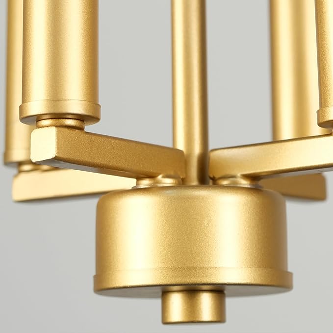 Muted Gold Chandelier Lighting Fixture with Geometric Metal Cage, 4-Light Industrial Pendant for Kitchen Island, Living Dining Room, Home Office (Gold, 24" H - 4 Lights)