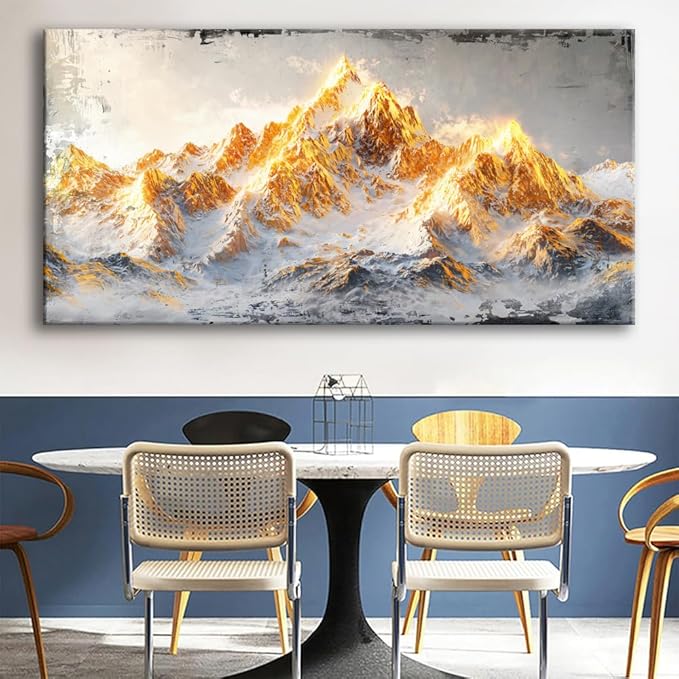 Canvas Wall Art Mountain Peak - Modern Landscape Paintings for Living Room, Bedroom Wall Decor, Framed Wall Art for Home or Office Decoration, Large Wall Art 60x120cm(24x48in)