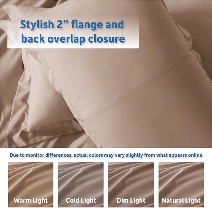 Nestl Khaki Duvet Cover Queen Size - Soft Double Brushed Queen Duvet Cover Set, 3 Piece, with Button Closure, 1 Duvet Cover 90x90 inches and 2 Pillow Shams