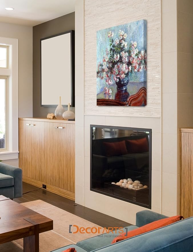 DECORARTS - Chrysanthemums, Claude Monet Art Reproduction. Giclee Canvas Prints Wall Art for Home Decor 30x24''