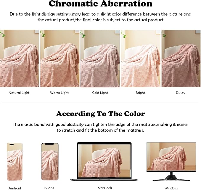 NEWCOSPLAY Super Soft King Blanket Pink Premium Silky Flannel Fleece 3D Checkered Lightweight Bed Blanket All Season Use (Pink Checkered, King(90"x110"))