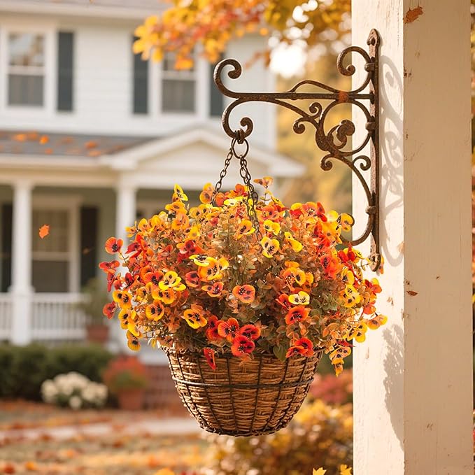 12 Bundles Artificial Flowers Outdoor Fake Fall Flowers for Outside Decoration UV Resistant Plastic Faux Plants for Garden Window Porch Balcony Fall Wedding Thanksgiving Decor(Mix)