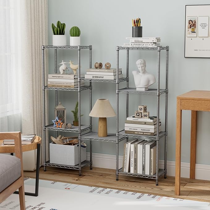 Small 5 tire Shelves Storage Wire Shelving Unit Metal Shelf Adjustable Organizers Storage Shelving for Bathroom Laundry Room Kitchen Pantry10”D x 16”W x 55”H Silver