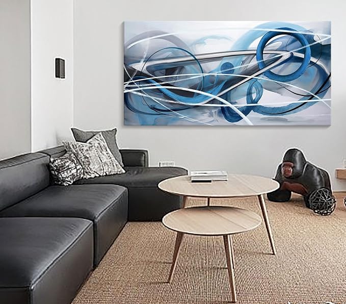 YDYSUNE Blue Abstract Wall Art Modern Canvas Wall Paintings Abstract Artwork for Living Room Pictures for Bedroom Wall Decor Office Home Decoration Size 29×58IN