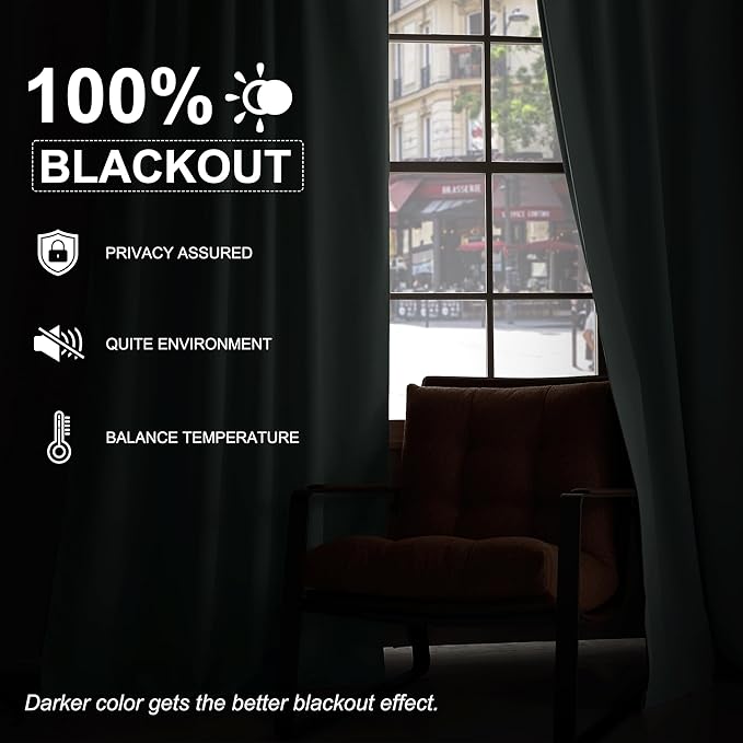 StangH Blue Velvet Curtains 84 inches Long 100% Blackout Thermal Insulated Window Drapes Luxury Back Tab Chenille Curtains for Boys Bedroom Room Dividers, W52 x L84, 2 Panels