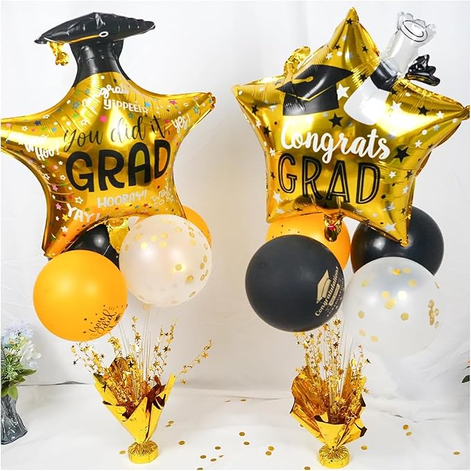 6 Pack Metallic Foil Spray Centerpiece Star Table Decoration Burst Table Centerpieces for Birthday Wedding Anniversary Graduation Holiday Party Supplies Decor, Gold
