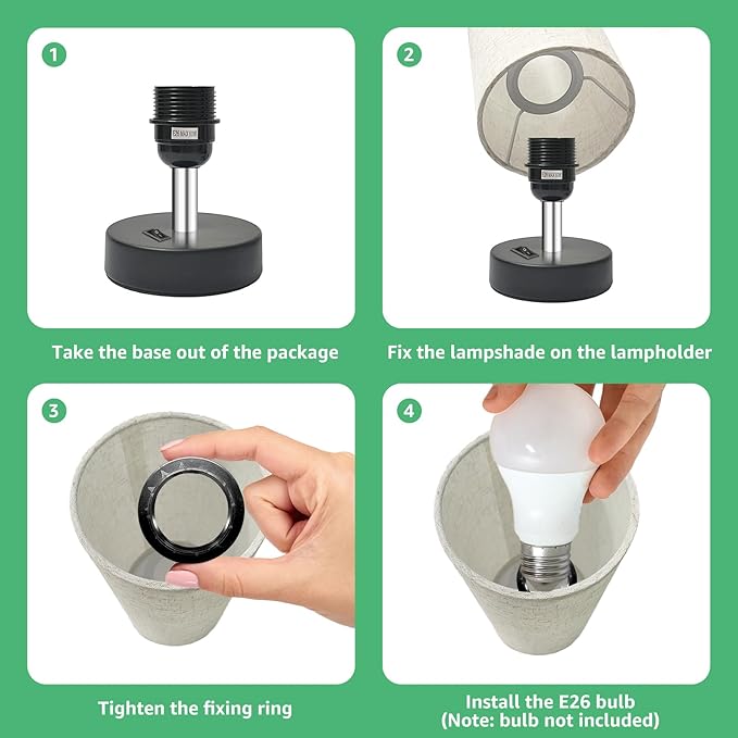 Small Lamp for Bedroom, Bedside Lamps for Night Stands, Mini Minimalist Table Lamp with Round Flaxen Fabric Shade, 11 Inch Desk Reading Lamp for Dorm Room Living Room Office Room, 1 Pack