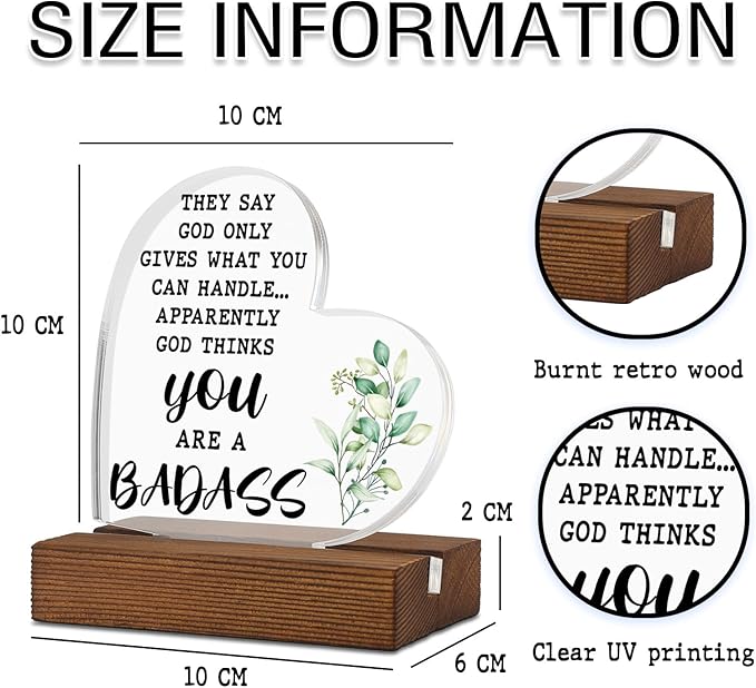 Humor Encouragement Get Well Gift for Him Her,They Say God Only Gives What You Can Handle,Recovery Gifts for Her Him women,Home Office Decor Acrylic Sign Plaque XA322