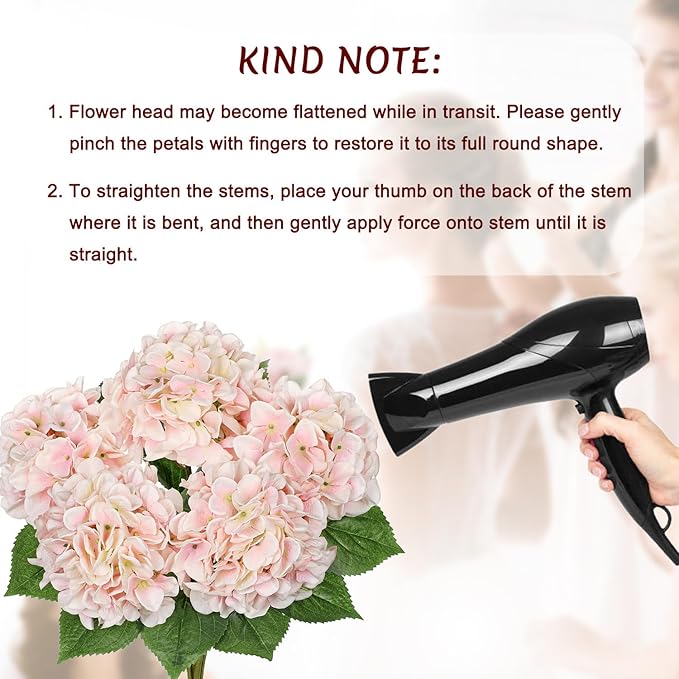 Light Pink Hydrangea Artificial Flowers Large Artificial Hydrangeas Silk Flowers for Home Decor Indoor Wedding Flowers Bouquets Faux Flowers Kitchen Centerpiece Table Decorations