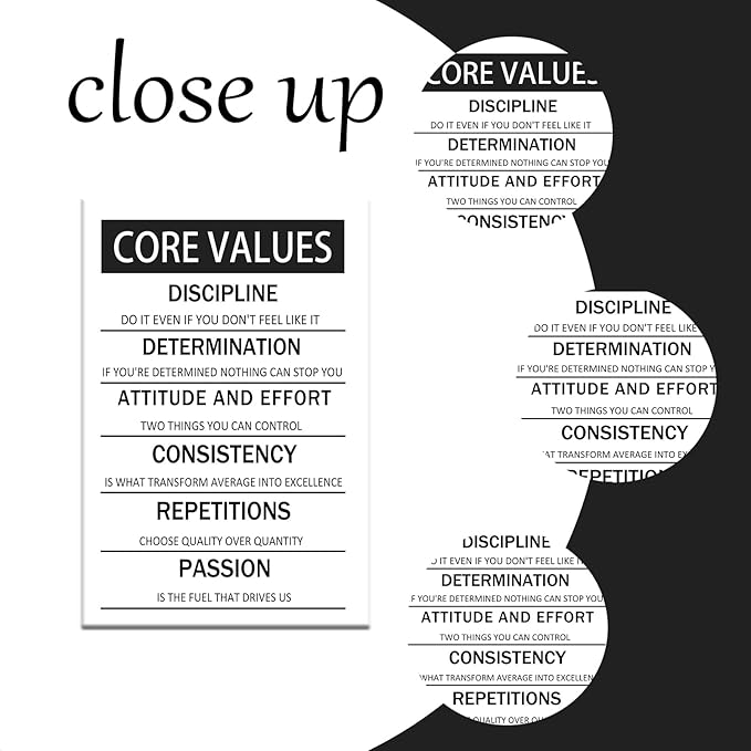 Wall Art Core Values Posters Printed on Canvas Inspirational Motivation Entrepreneur Quotes Artwork Modern Inspiration Posters Home Painting Frame for Living Room Decor Ready to Hang [30''W x 40''H]