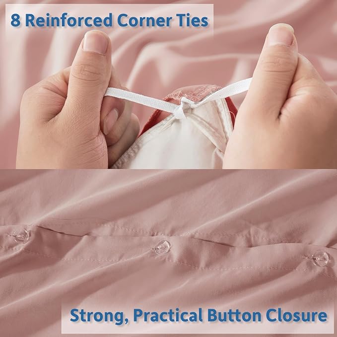 Nestl Twin Duvet Cover Set with Comforter Insert - Blush Pink 3 Piece 68x90 Duvet Cover & 1 Pillow Sham with White Quilted Down Alternative Comforter, Ultra Soft, All Season