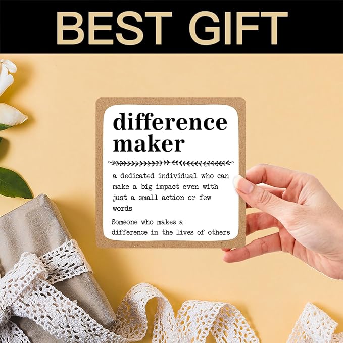 Difference Maker Definition Wood Plaque - Inspirational Office Decor, Retirement & Appreciation Gift with Stand -A01