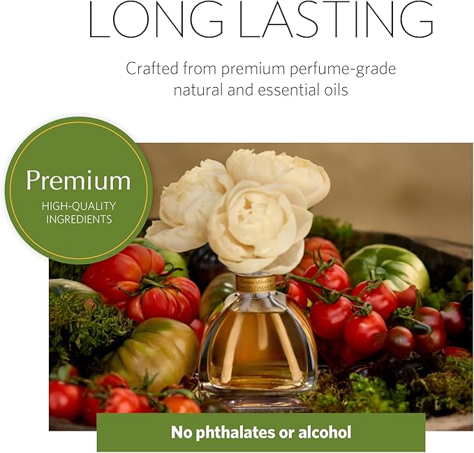 Agraria Monique Lhuillier Tomato Oakmoss AirEssence Fragrance Reed Diffuser, 7.4 Oz, Fresh Alluring Sola Flower Earthy Scent Diffusers for Home