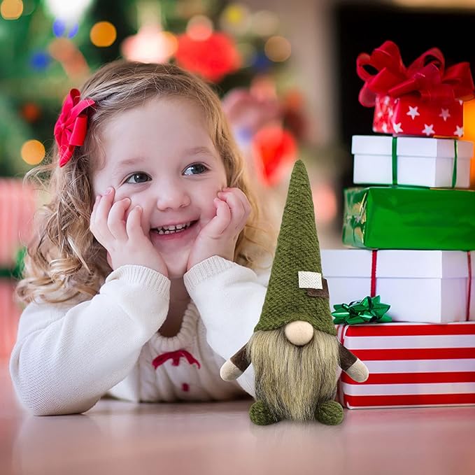 Christmas Gnomes Plush Xmas Winter Decorations Handmade Elf Dwarf Figurines for Home Kitchen Farmhouse Tiered Tray Holiday Festival Party Scandinavian Tomte (Brown Beard)